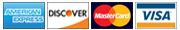 American Express, Discover, MasterCard, Visa